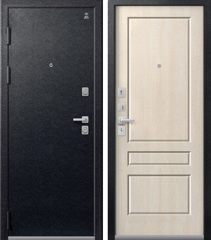 Дверь Входная дверь C-101 черный муар / дуб седой