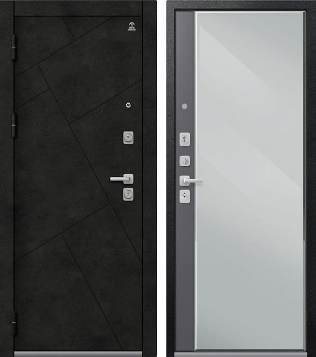 Дверь C-114 чёрный муар + бетон тёмный / кашемир графит