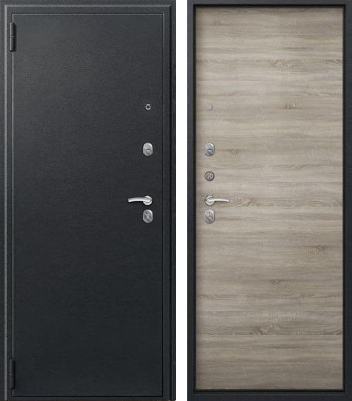 Дверь O-11 чёрный сатин / дуб светлый