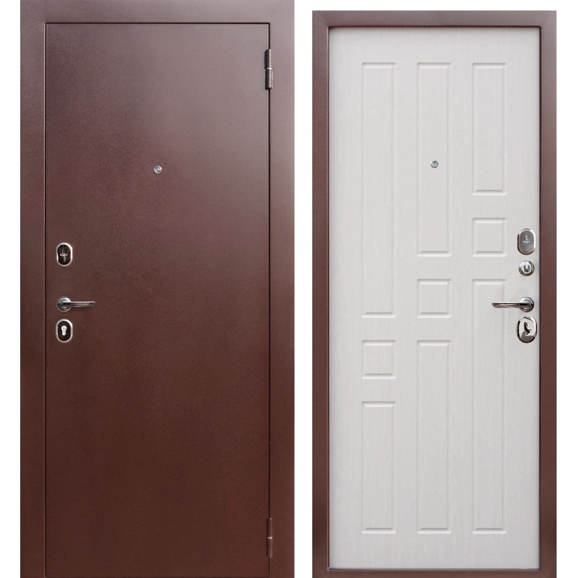 Дверь Гарда 80 мм антик медь / белый ясень