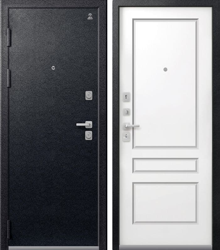 Входная дверь C-101 черный муар / кашемир белый