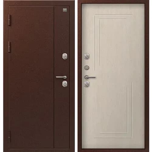 Входная дверь Т-100 антик медь / дуб седой