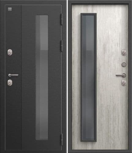 Входная дверь Т-800 черный муар / дуб полярный